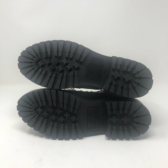 Marc Fisher Nairy Lace Up Ankle Boots Hiker Combat Leather Fur Grey Size 9.5M - Picture 4 of 8